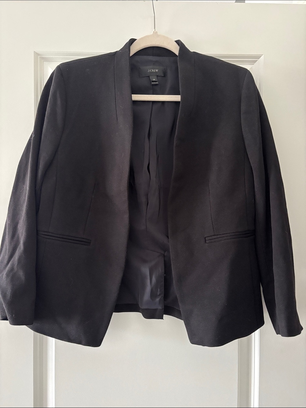 J. Crew Black Collarless Open Blazer